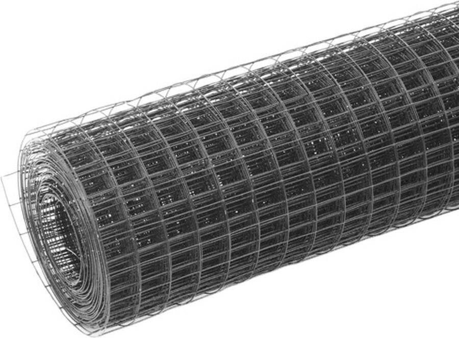 VidaXL Kippengaas 25x0.5 m staal met PVC coating grijs