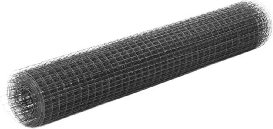 VidaXL Kippengaas 25x1 m staal met PVC coating grijs