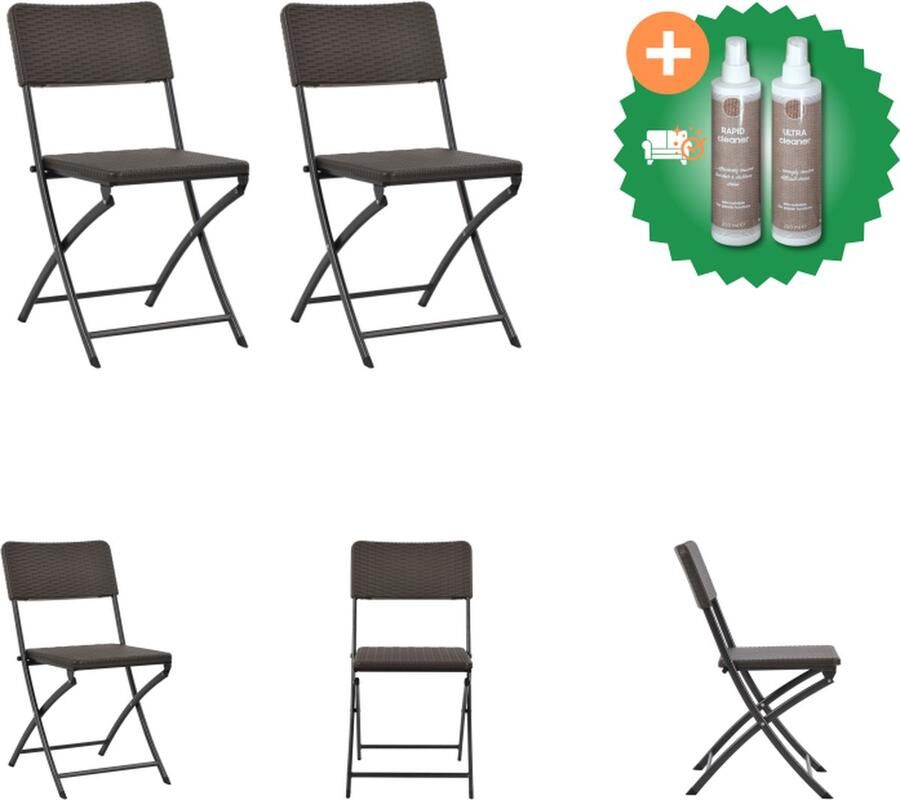 VidaXL Klapstoelen 45 x 54 x 81 cm Bruin HDPE en gepoedercoat staal Tuinstoel Inclusief Onderhoudsset