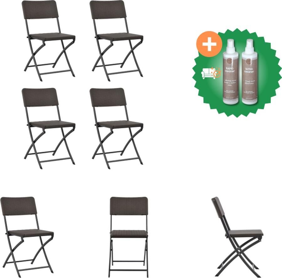 VidaXL Klapstoelen Bruin 45 x 54 x 81 cm HDPE staal Tuinstoel Inclusief Onderhoudsset