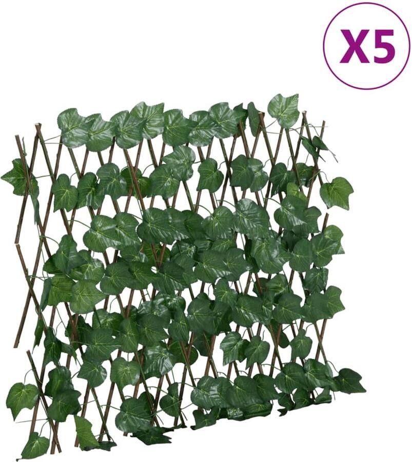 VidaXL Kunstplant druivenblad op latwerk uittrekbaar 190x60 cm groen