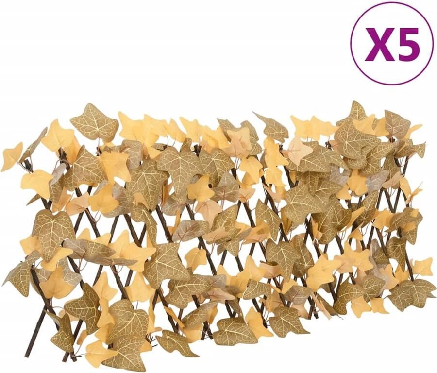 VidaXL Kunstplant esdoornblad latwerk 5st uittrekbaar 180x30 cm oranje