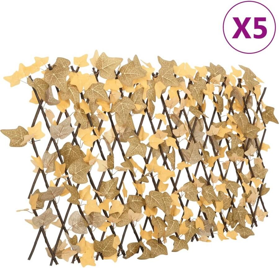 VidaXL Kunstplant esdoornblad latwerk 5st uittrekbaar 180x60 cm oranje