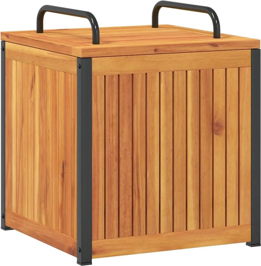 VidaXL Kussenbox 45x45x45 53 cm massief acaciahout en staal