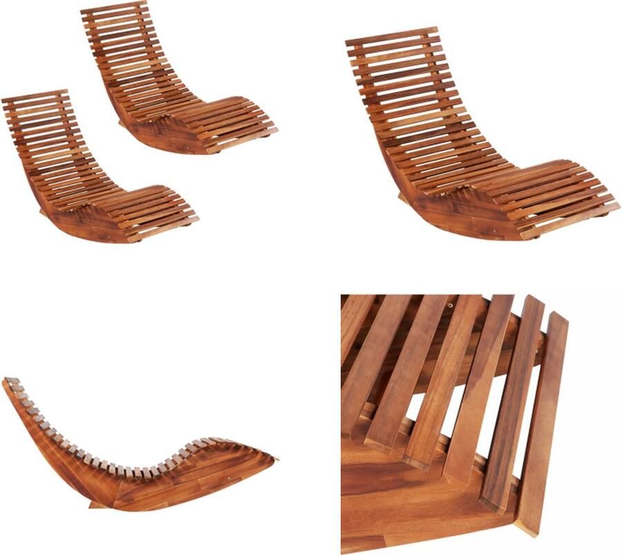 VidaXL Ligbedden schommelend 2 st acaciahout Ligstoel Ligstoelen Schommelstoel Schommelstoelen
