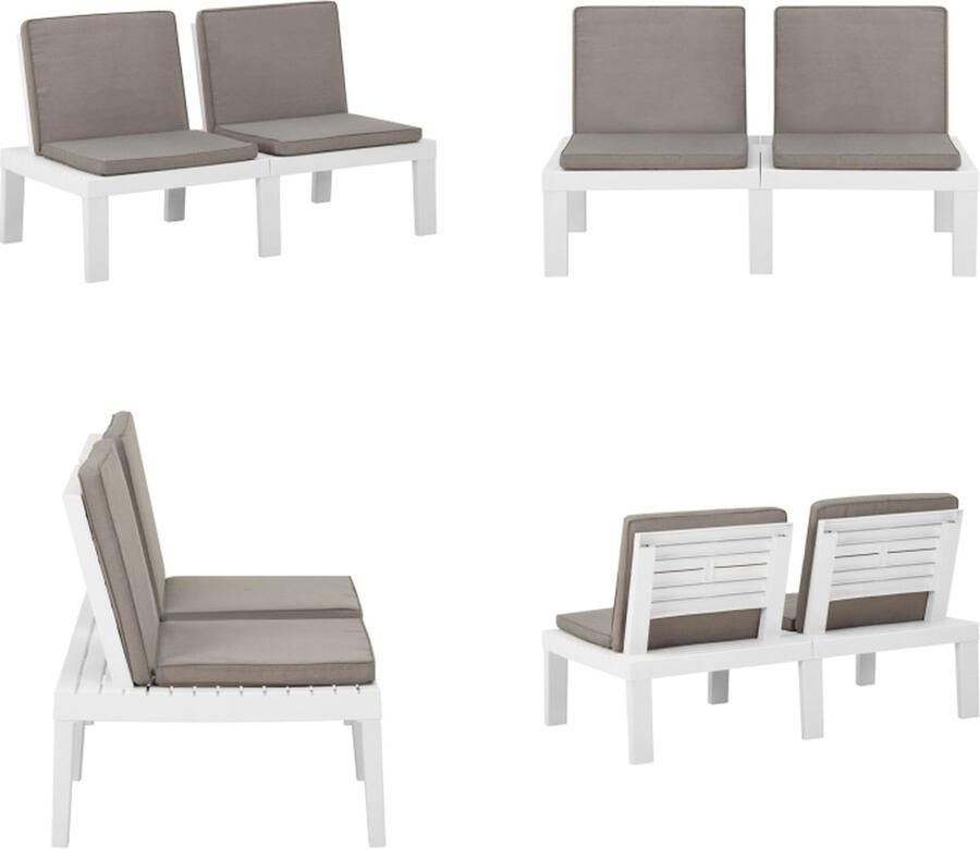 VidaXL Loungebank met kussen kunststof wit Loungebank Loungebanken Bankje Bankjes