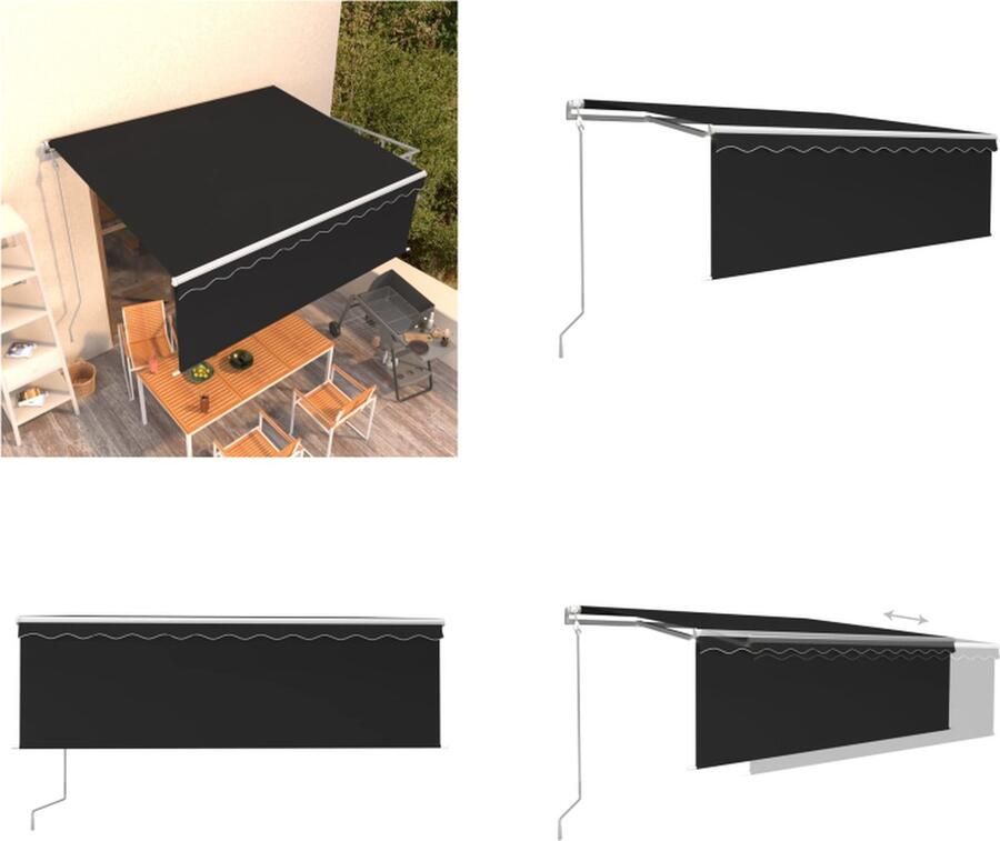 VidaXL Luifel automatisch uittrekbaar met rolgordijn 4x3 m antraciet Uitschuifbare Luifel Uitschuifbare Luifels Uittrekbare Luifel Uittrekbare Luifels