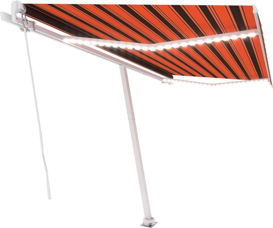 VidaXL Luifel handmatig uittrekbaar met LED 450x350 cm oranje en bruin