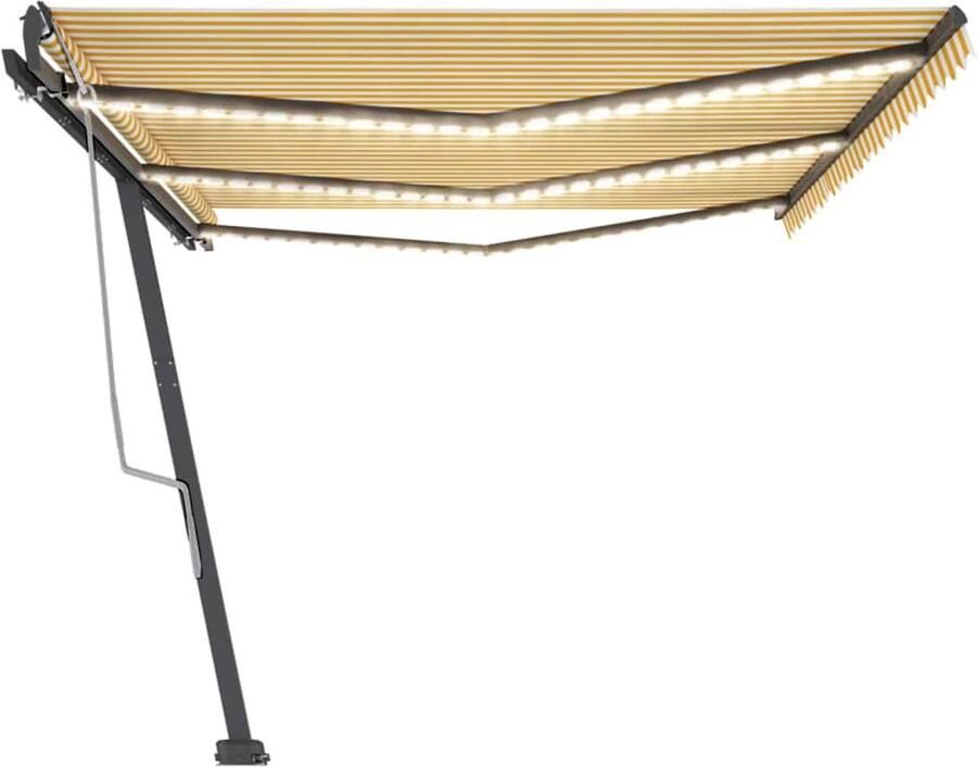 VidaXL Luifel handmatig uittrekbaar met LED 600x300 cm geel en wit