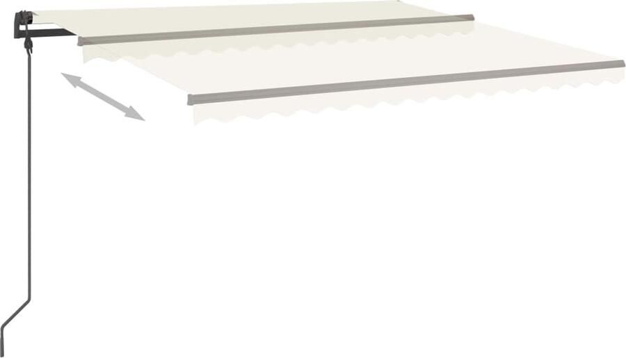 VidaXL Luifel handmatig uittrekbaar met palen 4 5x3 5 m crèmekleurig