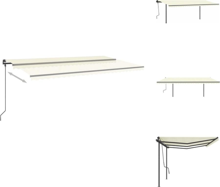 VidaXL Luifel Max 600x350 cm UV-bestendig Handmatig uitschuifbaar Crème stof Antraciet frame Vensterzonwering