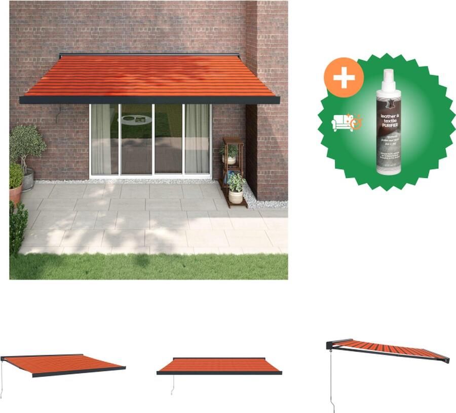 VidaXL Luifel uittrekbaar 4x3 m stof en aluminium oranje en bruin Vensterzonwering Inclusief Reiniger