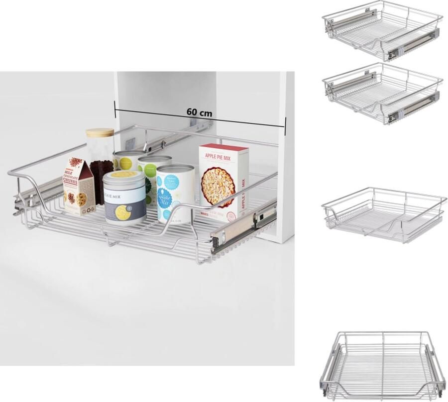 VidaXL Metalen Korflades 60 cm Draagvermogen 25 kg Gepolijst Verchroomd Staaldraad Theedoos