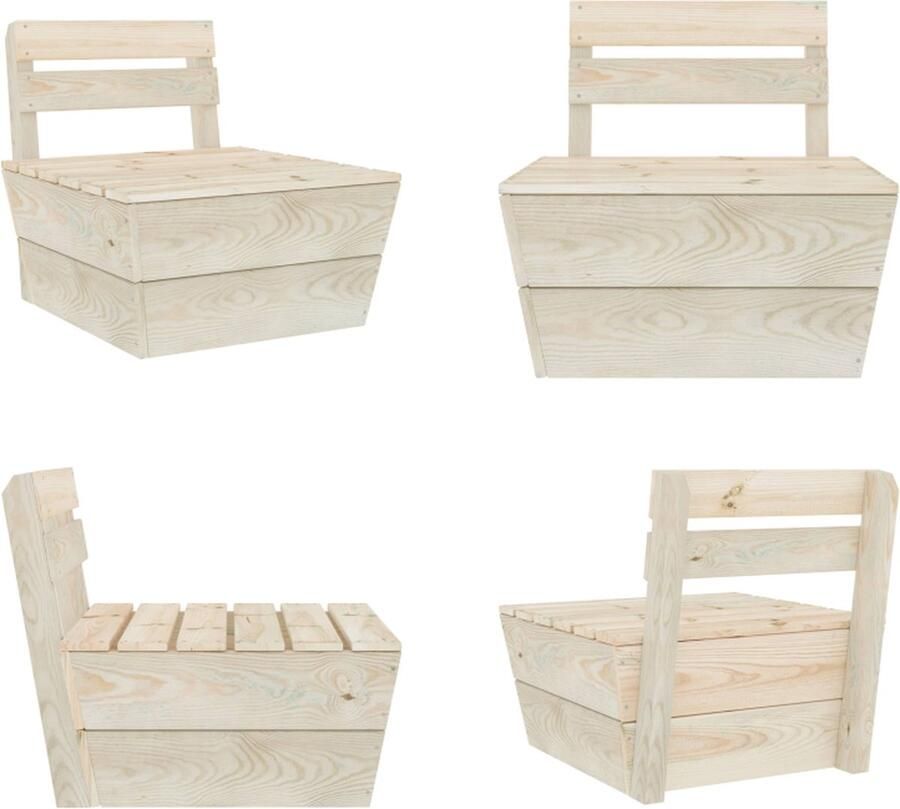 VidaXL Middenbank sectioneel pallet geïmpregneerd vurenhout Palletbank Palletbanken Palletmiddenbank Palletmiddenbanken