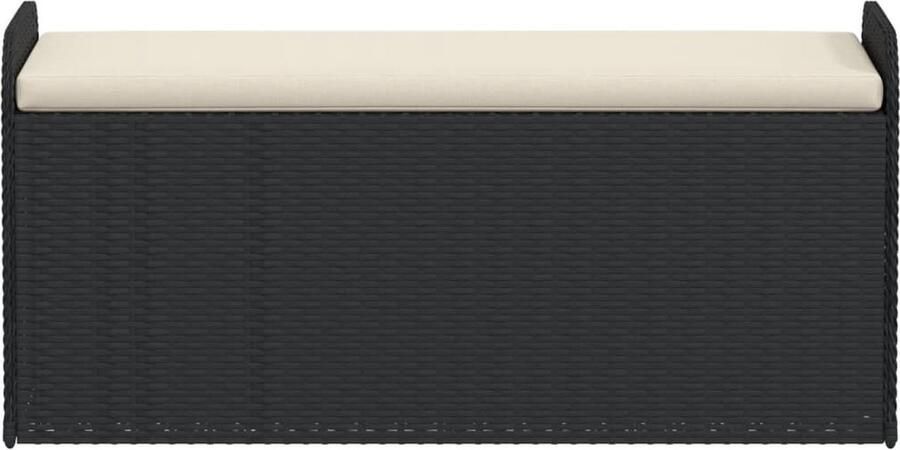 VidaXL Opbergbankje met kussen 115x51x52 cm poly rattan zwart