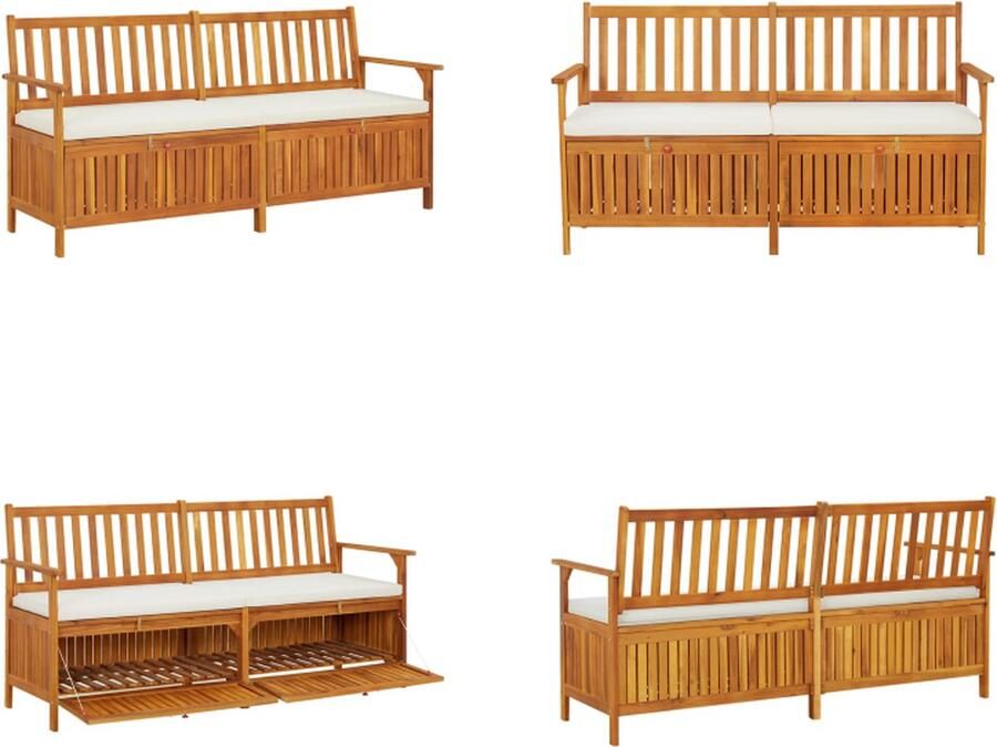 VidaXL Opbergbankje met kussen 170 cm massief acaciahout Bank Banken Bankje Houten Bankje