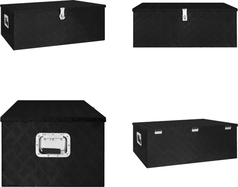 VidaXL Opbergbox 100x55x37 cm aluminium zwart Opbergbox Opbergboxen Gereedschapskist Opbergkist