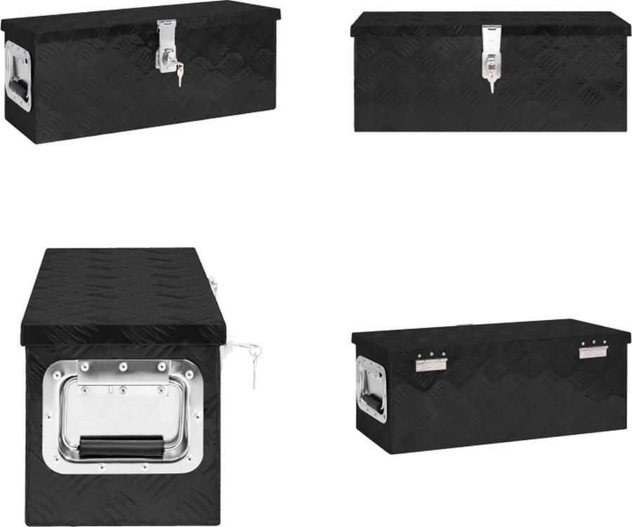VidaXL Opbergbox 60x23-5x23 cm aluminium zwart Opbergbox Opbergboxen Gereedschapskist Opbergkist