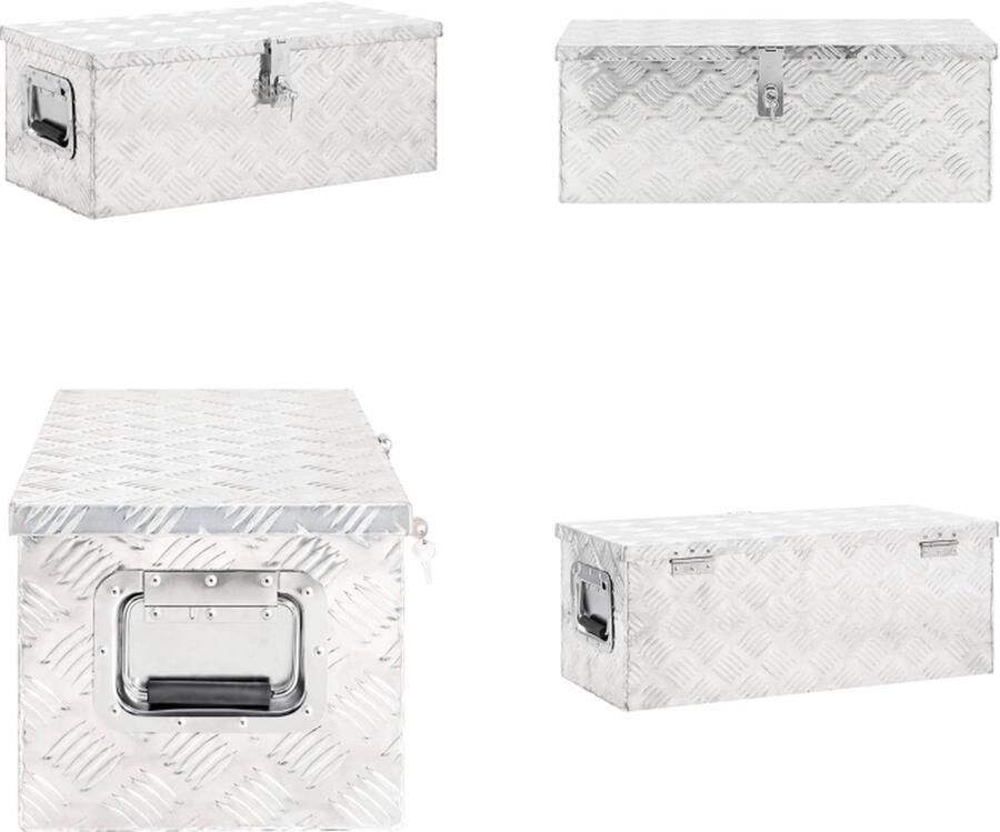VidaXL Opbergbox 70x31x27 cm aluminium zilverkleurig Opbergbox Opbergboxen Gereedschapskist Opbergkist
