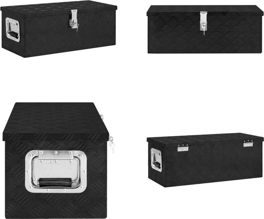 VidaXL Opbergbox 70x31x27 cm aluminium zwart Opbergbox Opbergboxen Gereedschapskist Opbergkist