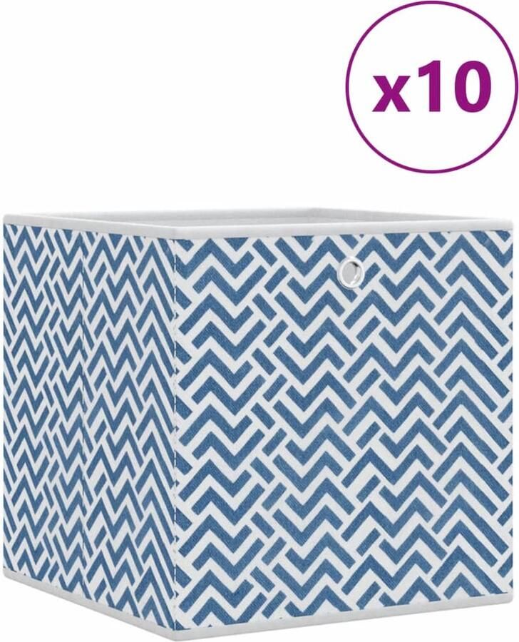 VidaXL Opbergboxen 10 st inklapbaar 32x32x32 cm ongeweven stof blauw
