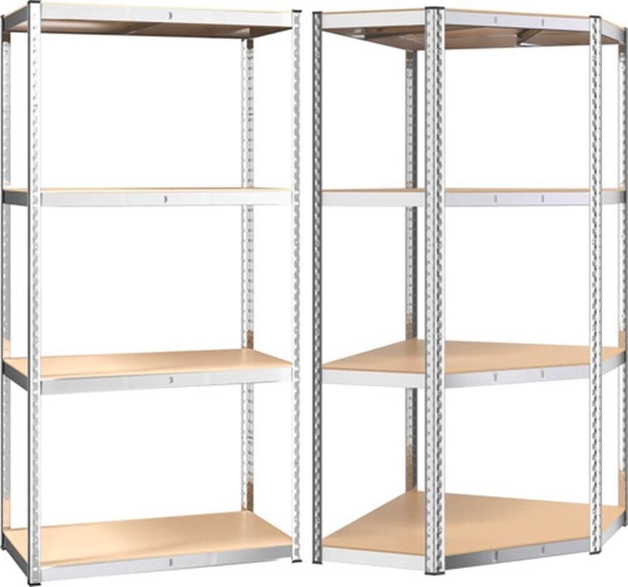 VidaXL Opbergrek 4-laags 2 st staal & bewerkt hout zilverkleurig