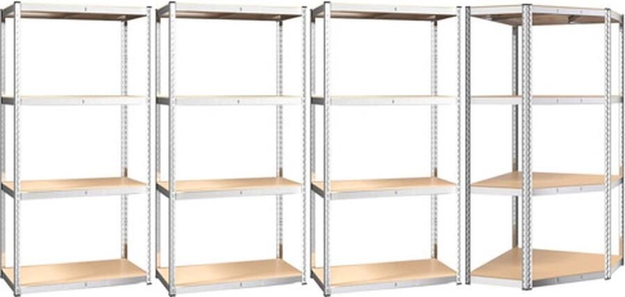 VidaXL Opbergrek 4 Laags 4 st staal & bewerkt hout zilverkleurig
