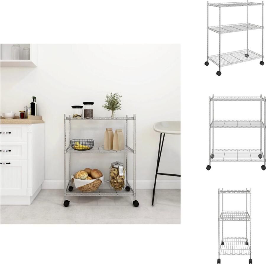 VidaXL Opbergrek Zilver 60 x 35 x 81 cm 150 kg draagvermogen Kast