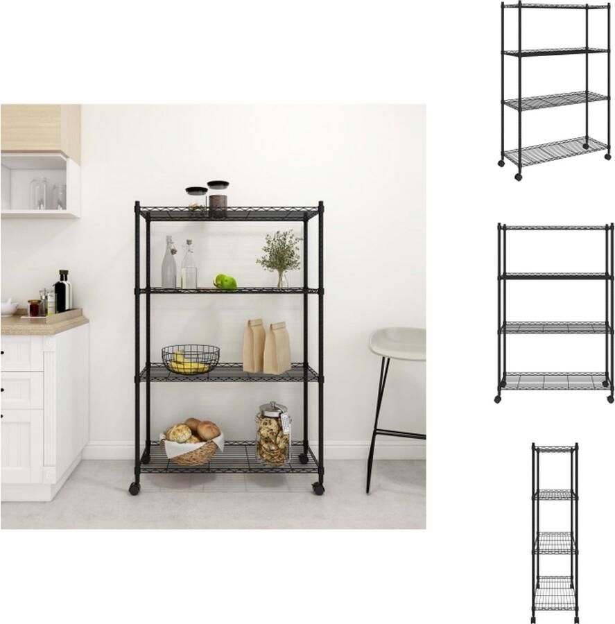 VidaXL Opbergrek Zwart 90 x 35 x 142 cm 200 kg Draagvermogen Kast