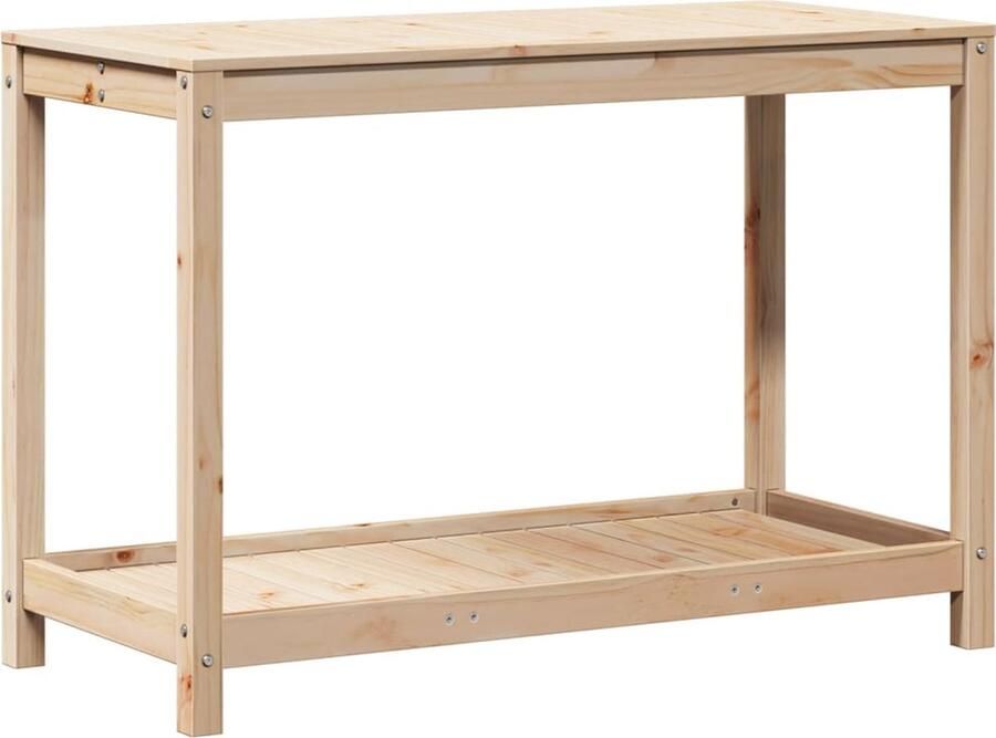 VidaXL Oppottafel met schap 108x50x75 cm massief grenenhout