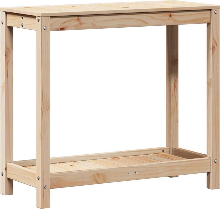 VidaXL Oppottafel met schap 82 5x35x75 cm massief grenenhout