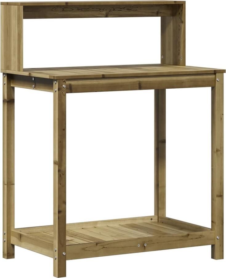 VidaXL Oppottafel met schappen 82 5x50x109 5 cm geïmpregneerd hout
