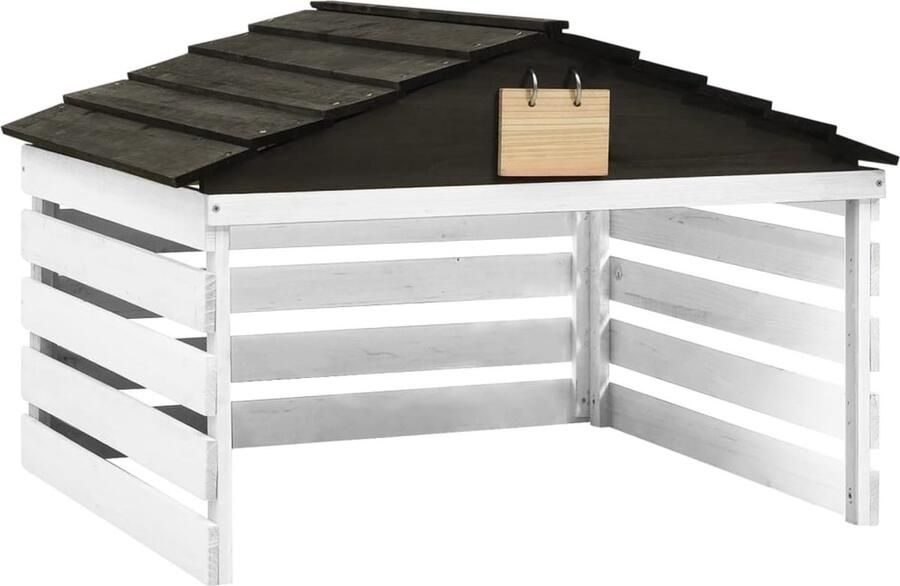 VidaXL Overkapping voor grasmaaier 78x74x54 cm vurenhout zwart en wit