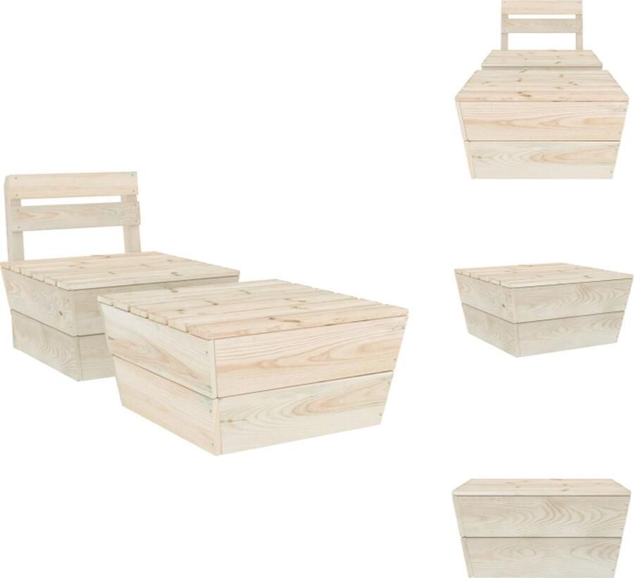 VidaXL Palletbank Houten tuinset 60x60x65 cm Geïmpregneerd vurenhout Tuinbank