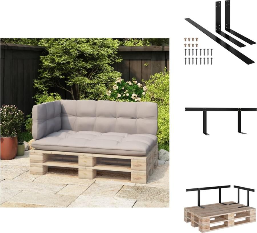 VidaXL Palletbank Rugleuning IJzeren Rugsteun voor Palletmeubels 110 x 5 cm Zwart Tuinbank