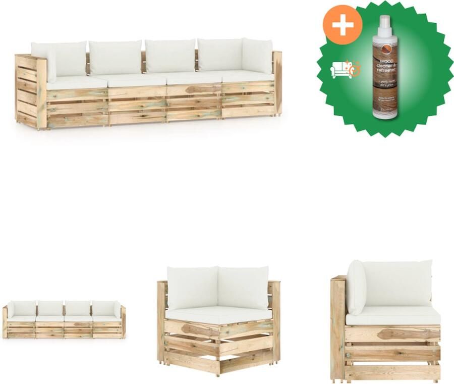 VidaXL Palletbank tuinmeubel grenenhout 69 x 70 x 66 cm weerbestendig Tuinset Inclusief Houtreiniger en verfrisser