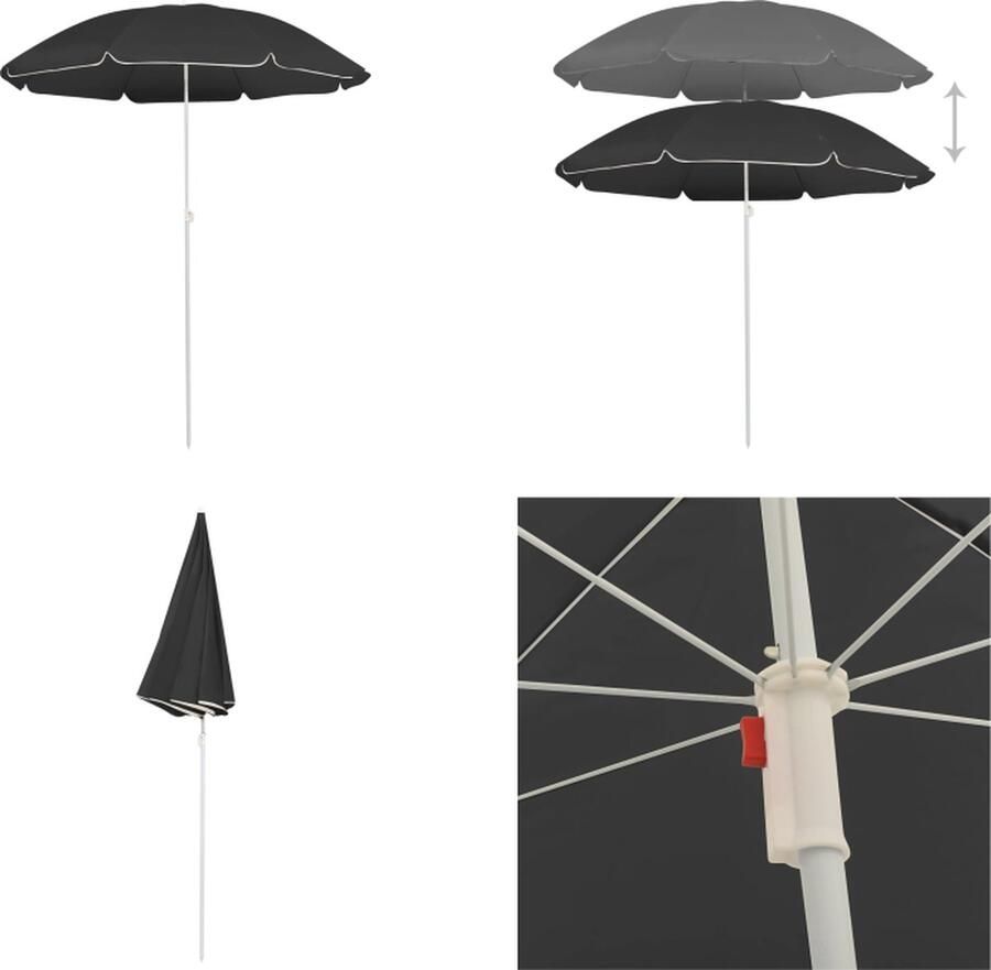 VidaXL Parasol met stalen paal 180 cm antracietkleurig Parasol Parasols Tuinparasol Tuinparasols