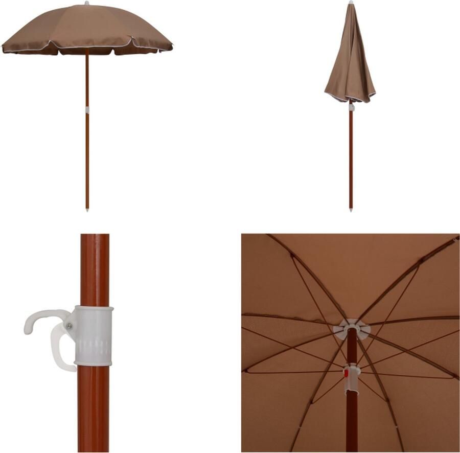 VidaXL Parasol met stalen paal 180 cm taupe Parasol Parasols Tuinparasol Tuinparasols