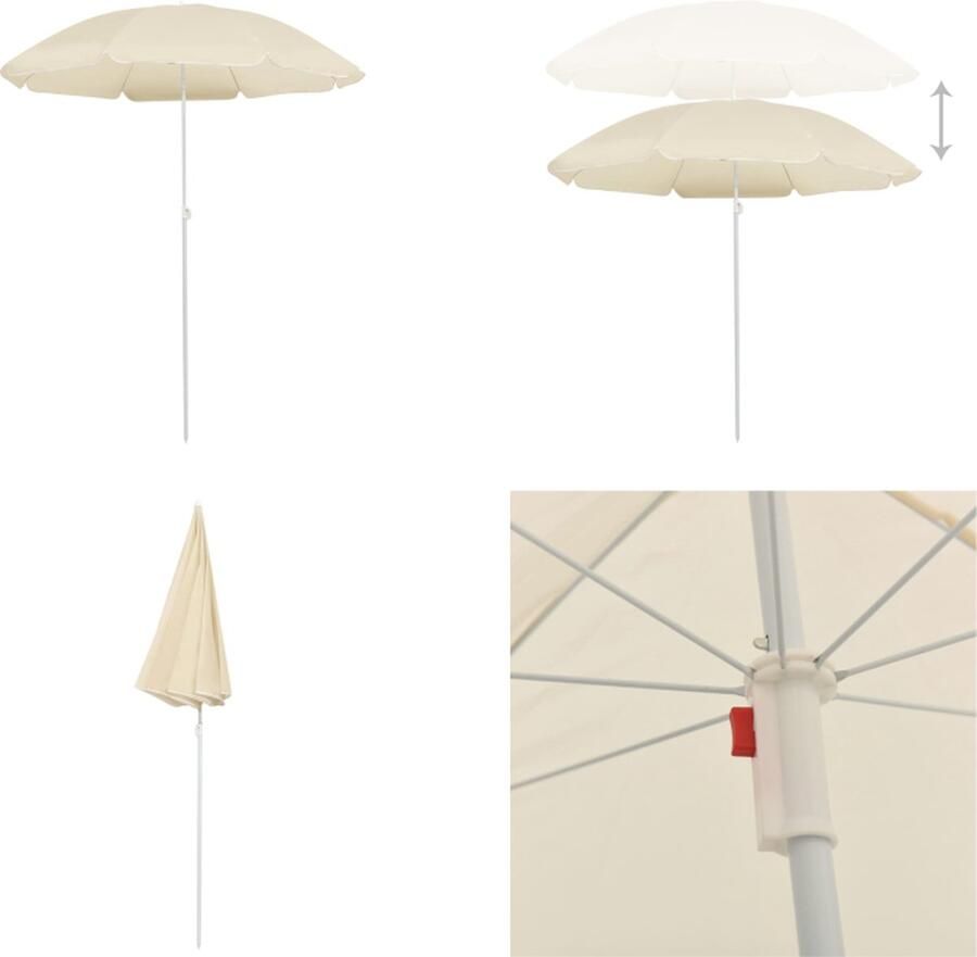 VidaXL Parasol met stalen paal 180 cm zandkleurig Strandparasol Strandparasols Parasol Parasols