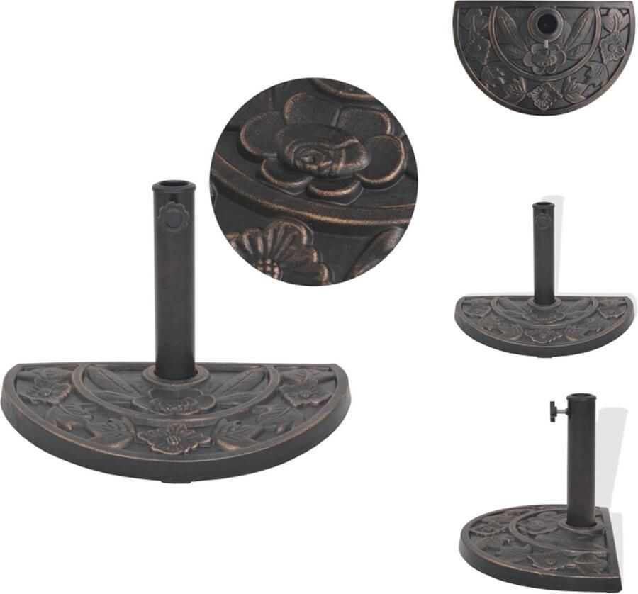 VidaXL Parasolvoet Brons Decoratief 50x33 cm Vergrendelingsbout Adapters voor 38 en 48 mm Parasolvoet