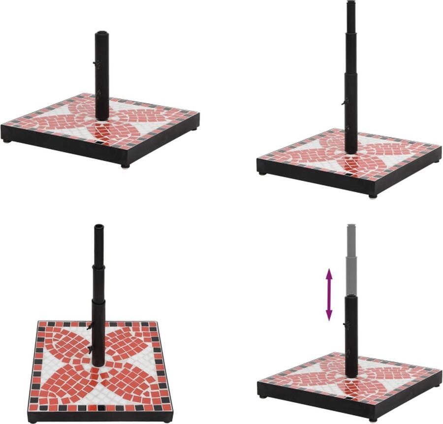 VidaXL Parasolvoet vierkant 12 kg terracottakleurig wit Parasolvoet Parasolvoeten Voet Voor Parasol Voet Parasol