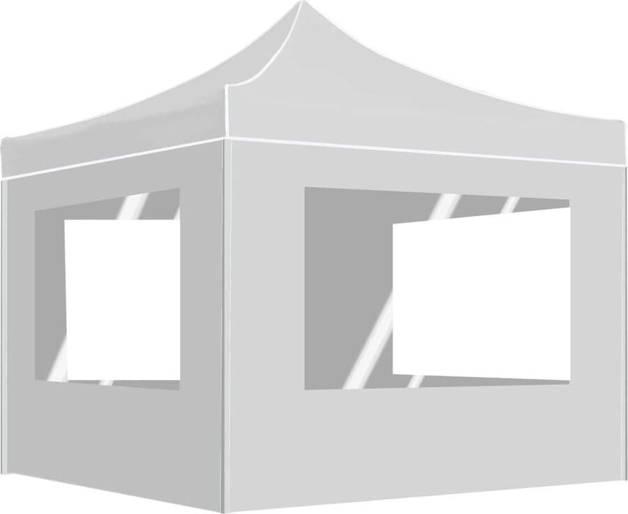 VidaXL Partytent inklapbaar met wanden 2x2 m aluminium wit