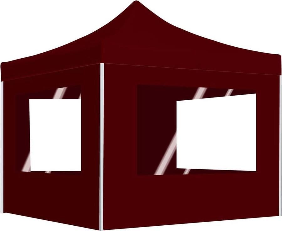 VidaXL Partytent inklapbaar met wanden 3x3 m aluminium wijnrood