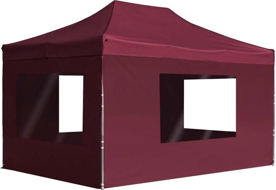 VidaXL Partytent inklapbaar met wanden 4 5x3 m aluminium wijnrood