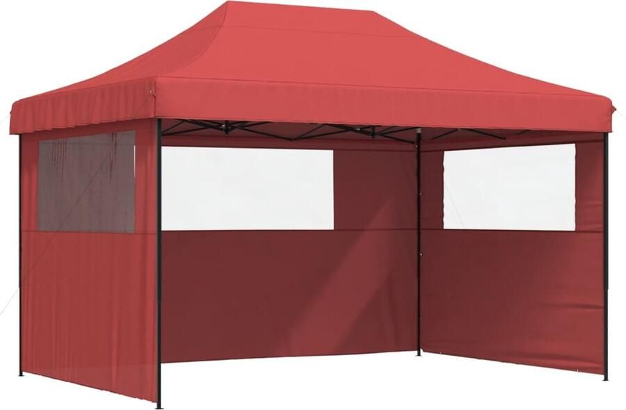 VidaXL Partytent inklapbaar pop-up met 3 zijwanden bordeauxrood
