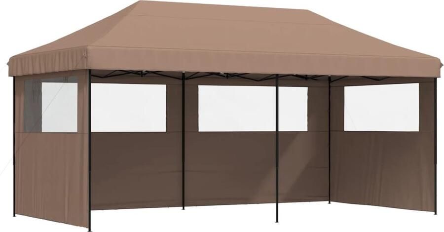 VidaXL Partytent inklapbaar pop-up met 3 zijwanden bruin