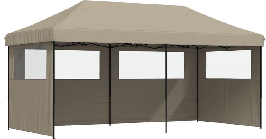 VidaXL Partytent inklapbaar pop-up met 3 zijwanden taupe