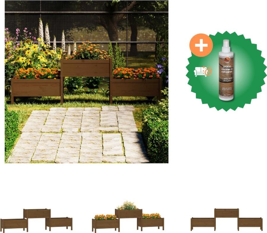 VidaXL Plantenbak 245 5x44x75 cm massief grenenhout honingbruin Bloempot Inclusief Houtreiniger en verfrisser