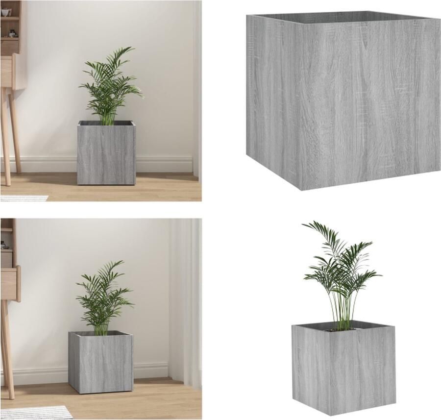 VidaXL Plantenbak 40x40x40 cm bewerkt hout grijs sonoma eiken Bloembak Bloembakken Bloembak Bloempot