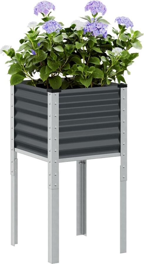 VidaXL Plantenbak 45x45x88 cm staal antracietkleurig
